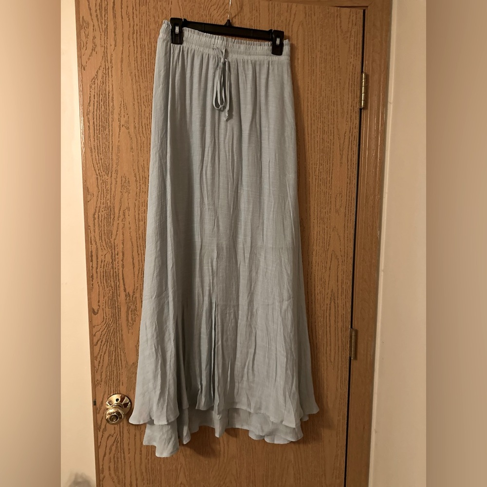 Sweet Lovely by Jen Leaps and Bounds Slit Maxi Skirt in Misty Blue- NWOT -,2XL